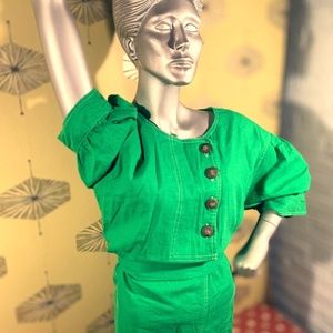 who what wear green linen dress NTW large